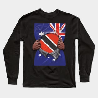 Trinidad And Tobago Flag Australian Flag Ripped - Gift for Trinidadian And Tobagoan From Trinidad And Tobago Long Sleeve T-Shirt